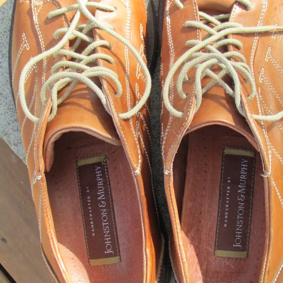 Johnston & Murphy tan leather casual oxfords, handcrafted in ?? Italy main image 7